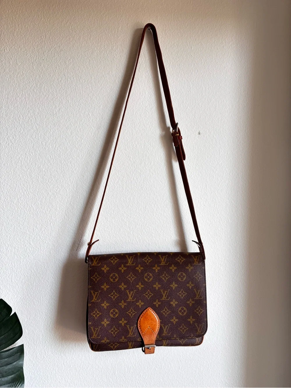 Louis Vuitton Monogram Crossbody with Tan Leather Tab